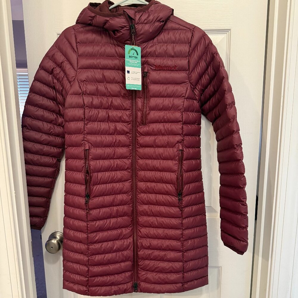 NWT *Marmot* Echo Featherless Hooded Parka  | "Port Royal Shiny" Burgundy | XS - Picture 4 of 9